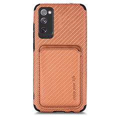 Ultra-thin Silicone Gel Soft Case Cover with Magnetic S02D for Samsung Galaxy S20 FE 4G Brown