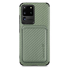 Ultra-thin Silicone Gel Soft Case Cover with Magnetic S02D for Samsung Galaxy S20 Ultra 5G Green