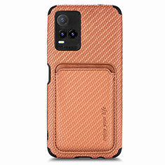 Ultra-thin Silicone Gel Soft Case Cover with Magnetic S02D for Vivo Y21e Brown