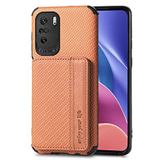 Ultra-thin Silicone Gel Soft Case Cover with Magnetic S02D for Xiaomi Mi 11X Pro 5G Brown