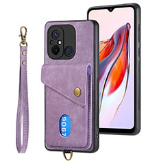 Ultra-thin Silicone Gel Soft Case Cover with Magnetic S02D for Xiaomi Poco C55 Purple