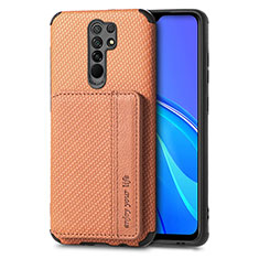 Ultra-thin Silicone Gel Soft Case Cover with Magnetic S02D for Xiaomi Poco M2 Brown