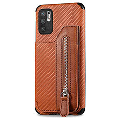 Ultra-thin Silicone Gel Soft Case Cover with Magnetic S02D for Xiaomi POCO M3 Pro 5G Brown