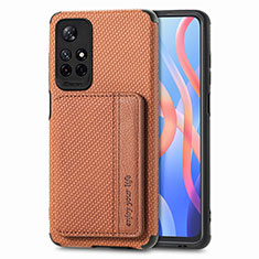 Ultra-thin Silicone Gel Soft Case Cover with Magnetic S02D for Xiaomi Poco M4 Pro 5G Brown