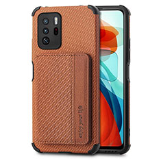 Ultra-thin Silicone Gel Soft Case Cover with Magnetic S02D for Xiaomi Poco X3 GT 5G Brown