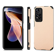 Ultra-thin Silicone Gel Soft Case Cover with Magnetic S02D for Xiaomi Poco X4 NFC Gold