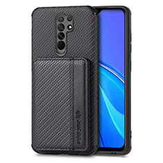 Ultra-thin Silicone Gel Soft Case Cover with Magnetic S02D for Xiaomi Redmi 9 Prime India Black