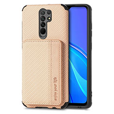 Ultra-thin Silicone Gel Soft Case Cover with Magnetic S02D for Xiaomi Redmi 9 Prime India Gold