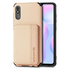 Ultra-thin Silicone Gel Soft Case Cover with Magnetic S02D for Xiaomi Redmi 9AT Gold