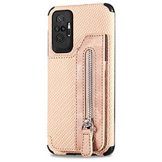 Ultra-thin Silicone Gel Soft Case Cover with Magnetic S02D for Xiaomi Redmi Note 10 Pro 4G Gold