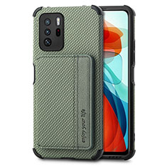 Ultra-thin Silicone Gel Soft Case Cover with Magnetic S02D for Xiaomi Redmi Note 10 Pro 5G Green