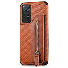 Ultra-thin Silicone Gel Soft Case Cover with Magnetic S02D for Xiaomi Redmi Note 11 4G (2022) Brown