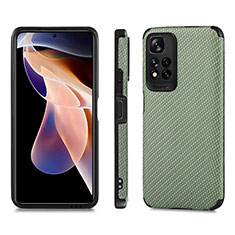 Ultra-thin Silicone Gel Soft Case Cover with Magnetic S02D for Xiaomi Redmi Note 11 Pro+ Plus 5G Green