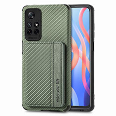 Ultra-thin Silicone Gel Soft Case Cover with Magnetic S02D for Xiaomi Redmi Note 11S 5G Green