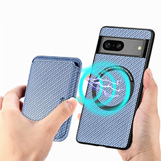 Ultra-thin Silicone Gel Soft Case Cover with Magnetic S03D for Google Pixel 7a 5G Blue