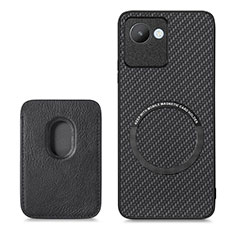 Ultra-thin Silicone Gel Soft Case Cover with Magnetic S03D for Realme C30 Black