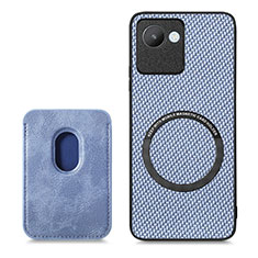 Ultra-thin Silicone Gel Soft Case Cover with Magnetic S03D for Realme C30 Blue