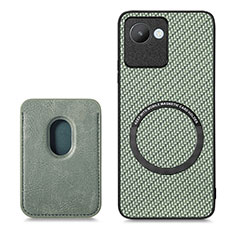 Ultra-thin Silicone Gel Soft Case Cover with Magnetic S03D for Realme C30 Green