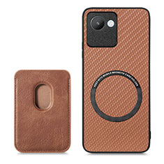 Ultra-thin Silicone Gel Soft Case Cover with Magnetic S03D for Realme Narzo 50i Prime Brown