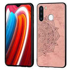 Ultra-thin Silicone Gel Soft Case Cover with Magnetic S03D for Samsung Galaxy A21 European Rose Gold