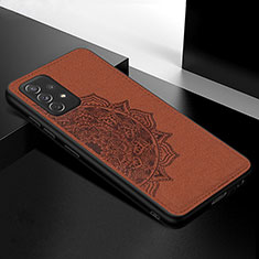 Ultra-thin Silicone Gel Soft Case Cover with Magnetic S03D for Samsung Galaxy A72 4G Brown