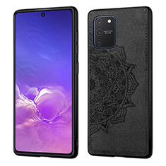 Ultra-thin Silicone Gel Soft Case Cover with Magnetic S03D for Samsung Galaxy A91 Black