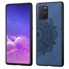 Ultra-thin Silicone Gel Soft Case Cover with Magnetic S03D for Samsung Galaxy A91 Blue