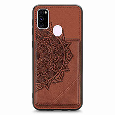 Ultra-thin Silicone Gel Soft Case Cover with Magnetic S03D for Samsung Galaxy M21 Brown