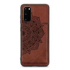 Ultra-thin Silicone Gel Soft Case Cover with Magnetic S03D for Samsung Galaxy S20 5G Brown