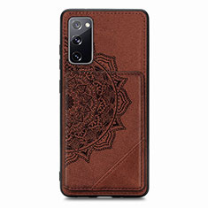 Ultra-thin Silicone Gel Soft Case Cover with Magnetic S03D for Samsung Galaxy S20 FE (2022) 5G Brown