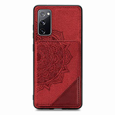 Ultra-thin Silicone Gel Soft Case Cover with Magnetic S03D for Samsung Galaxy S20 FE 4G Red