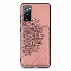 Ultra-thin Silicone Gel Soft Case Cover with Magnetic S03D for Samsung Galaxy S20 FE 4G Rose Gold