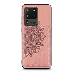 Ultra-thin Silicone Gel Soft Case Cover with Magnetic S03D for Samsung Galaxy S20 Ultra 5G Rose Gold