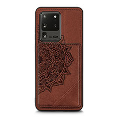 Ultra-thin Silicone Gel Soft Case Cover with Magnetic S03D for Samsung Galaxy S20 Ultra Brown