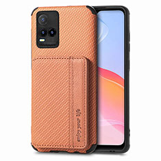 Ultra-thin Silicone Gel Soft Case Cover with Magnetic S03D for Vivo Y21 Brown