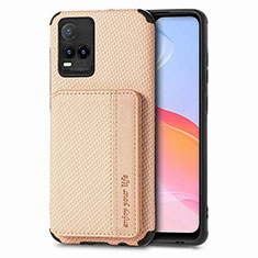 Ultra-thin Silicone Gel Soft Case Cover with Magnetic S03D for Vivo Y21e Gold