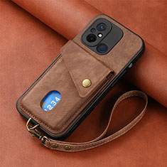Ultra-thin Silicone Gel Soft Case Cover with Magnetic S03D for Xiaomi Poco C55 Brown