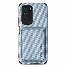 Ultra-thin Silicone Gel Soft Case Cover with Magnetic S03D for Xiaomi Poco F3 5G Blue