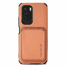 Ultra-thin Silicone Gel Soft Case Cover with Magnetic S03D for Xiaomi Poco F3 5G Brown