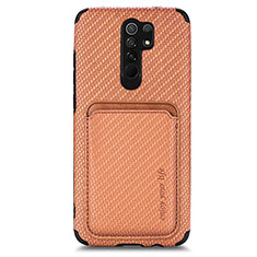 Ultra-thin Silicone Gel Soft Case Cover with Magnetic S03D for Xiaomi Poco M2 Brown