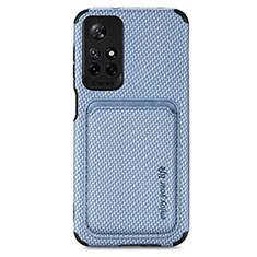 Ultra-thin Silicone Gel Soft Case Cover with Magnetic S03D for Xiaomi Poco M4 Pro 5G Blue