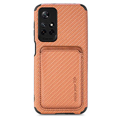 Ultra-thin Silicone Gel Soft Case Cover with Magnetic S03D for Xiaomi Poco M4 Pro 5G Brown