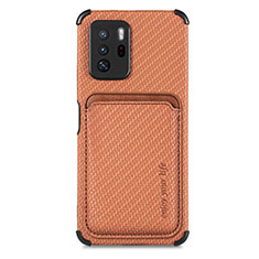 Ultra-thin Silicone Gel Soft Case Cover with Magnetic S03D for Xiaomi Poco X3 GT 5G Brown