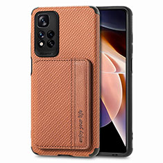 Ultra-thin Silicone Gel Soft Case Cover with Magnetic S03D for Xiaomi Poco X4 NFC Brown