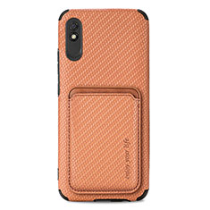 Ultra-thin Silicone Gel Soft Case Cover with Magnetic S03D for Xiaomi Redmi 9i Brown