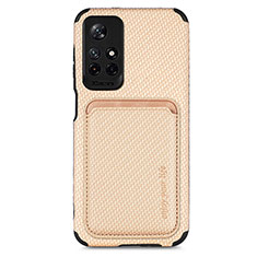 Ultra-thin Silicone Gel Soft Case Cover with Magnetic S03D for Xiaomi Redmi Note 11 5G Gold