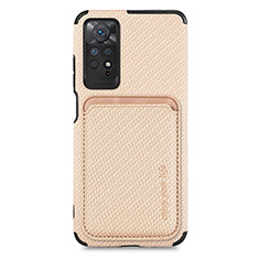 Ultra-thin Silicone Gel Soft Case Cover with Magnetic S03D for Xiaomi Redmi Note 11 Pro 4G Gold