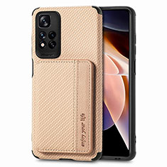 Ultra-thin Silicone Gel Soft Case Cover with Magnetic S03D for Xiaomi Redmi Note 11 Pro+ Plus 5G Gold