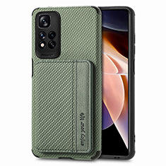 Ultra-thin Silicone Gel Soft Case Cover with Magnetic S03D for Xiaomi Redmi Note 11 Pro+ Plus 5G Green