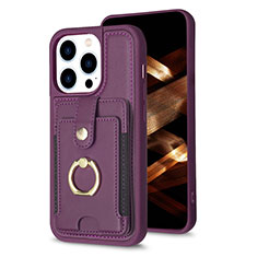 Ultra-thin Silicone Gel Soft Case Cover with Magnetic S04D for Apple iPhone 15 Pro Max Purple